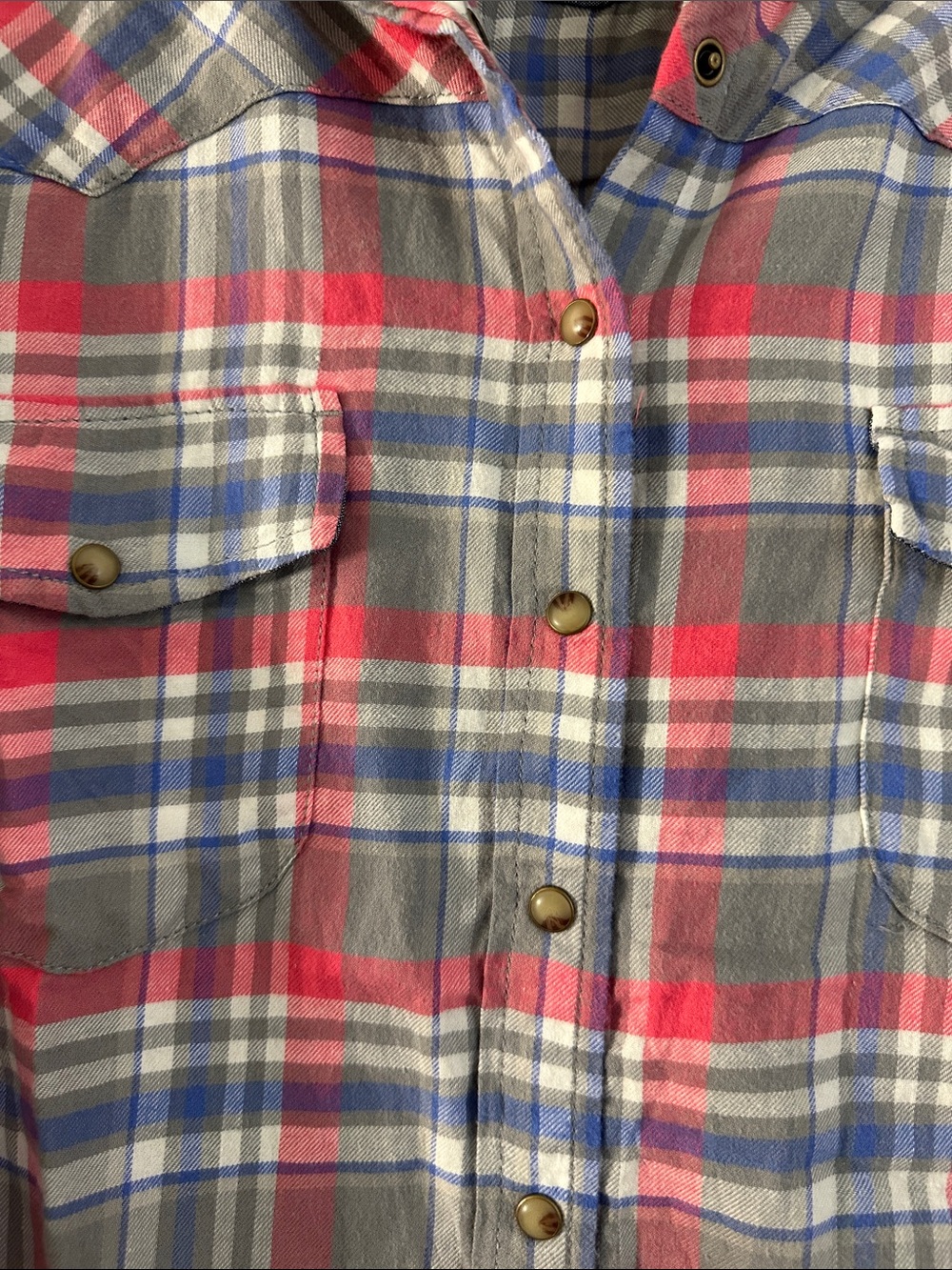 Jachs Pink, Gray & Blue Plaid Snap-Front Casual Shirt - Picture 3 of 7